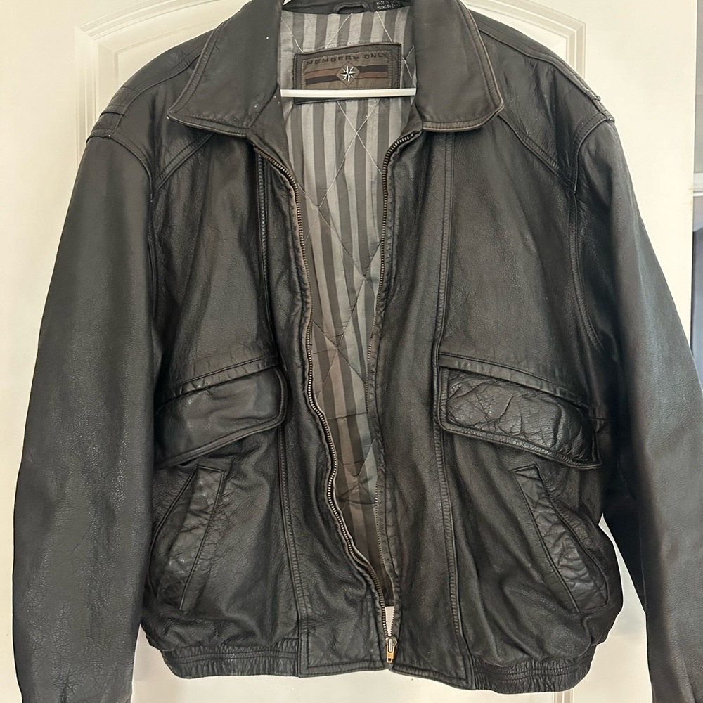 90’s vintage members only oversized leather jacket